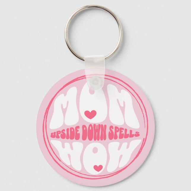 Llavero Mamá boca abajo hala, Personalizado rosa lindo (Anverso)