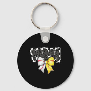 Llavero Mama Coquette Bow Game Day Baseball Softball Chequ