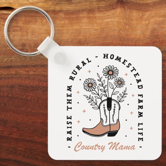 Llavero Mamá de campo créelos con flores de granja (Anverso)