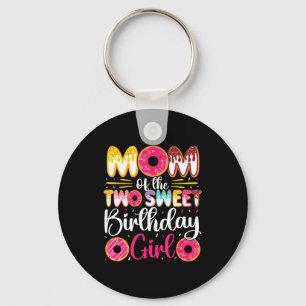 Llavero Mamá de las dos dulces chicas de cumpleaños donut