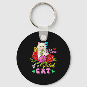 Llavero Mamá de un gato mimado lindo floral día de la madr