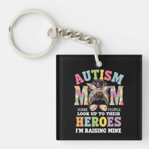 Llavero Mamá del autismo criando héroe moño desordenado au