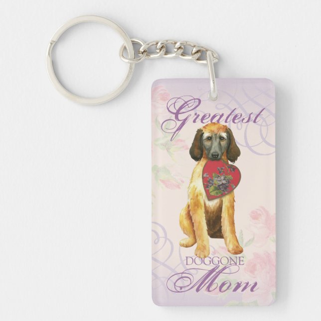 Llavero Mamá del corazón del hound afgano (Frente)