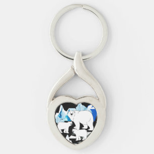 Llavero Mamá Del Oso Polar Y Cubos