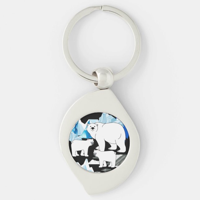 Llavero Mamá Del Oso Polar Y Cubos (Anverso)