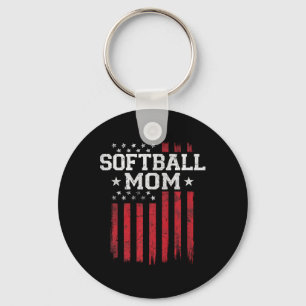 Llavero Mamá del Softbol Orgullosa Bandera Estadounidense 