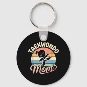 Llavero Mamá divertida de Taekwondo Atardecer Retro Mujere