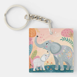 Llavero Mamá elefante y bebé