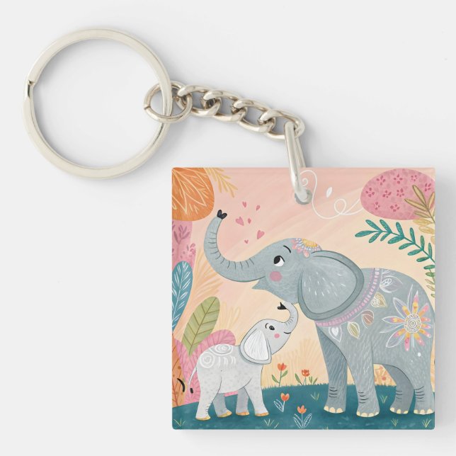 Llavero Mamá elefante y bebé (Frente)