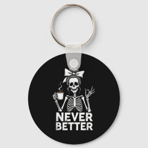 Llavero Mamá Esqueleto Nunca Mejor Bebiendo Café Halloween