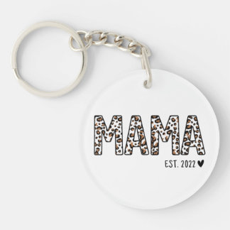 Llavero Mama Est Keychain Leopard Print, Personalizado Mam