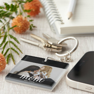 Llavero Mamá Estableció Foto de Escritura Moderna