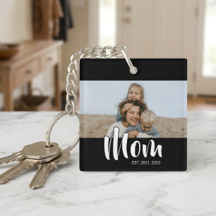 Llavero Mamá Estableció Foto De Letra Moderna