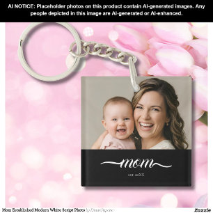 Llavero Mamá Estableció Foto Moderna con Letra Blanca