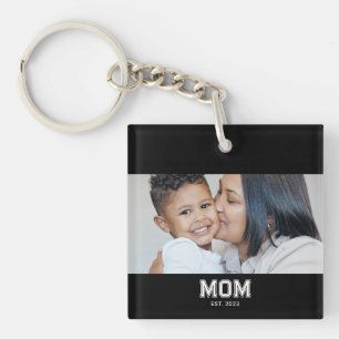 Llavero Mamá Estableció Foto Moderna Negrita
