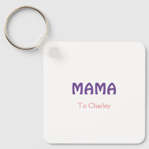 Llavero Mamá feliz madres retro púrpura agregar nombre vin