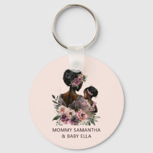 Llavero Mamá floral personalizada y bebé