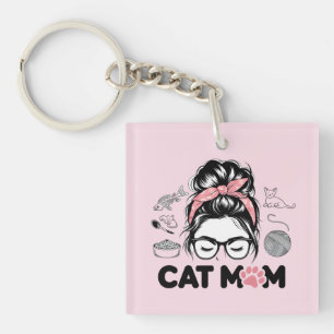 Llavero "Mamá Gata" Divertido Amante de Gatos Mujeres