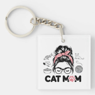 Llavero "Mamá Gata" Divertido Amante de Gatos Mujeres