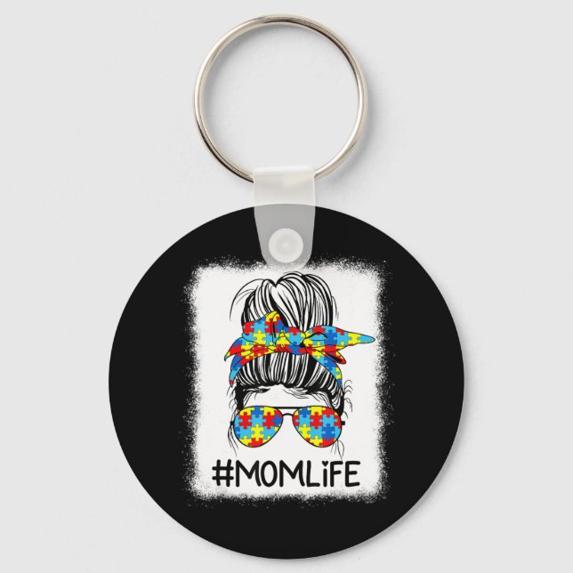 Llavero Mamá la conciencia del autismo de vida desordenada (Anverso)