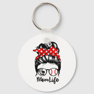 Llavero Mama Life Messy Bun Hair Funny Hockey sobre Béisbo