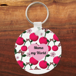 Llavero Mamá Linda Personalizada Mi Mundo Floral Corazón C