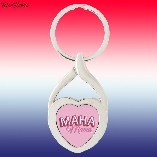 Llavero Mamá MAHA, vuelve a hacer que Estados Unidos esté  (Pink heart MAHA Mama, Make America Healthy Again Key Chain)