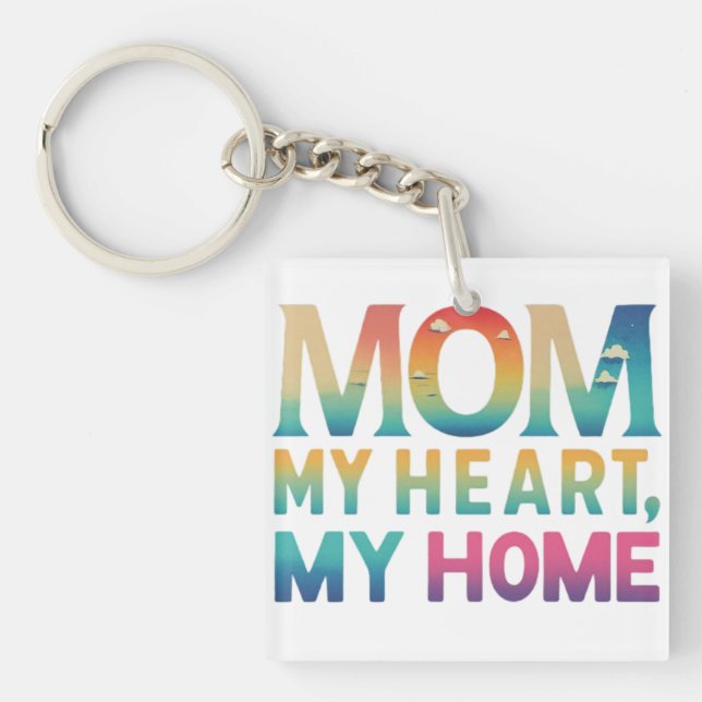 Llavero Mamá: Mi corazón, mi hogar (Frente)