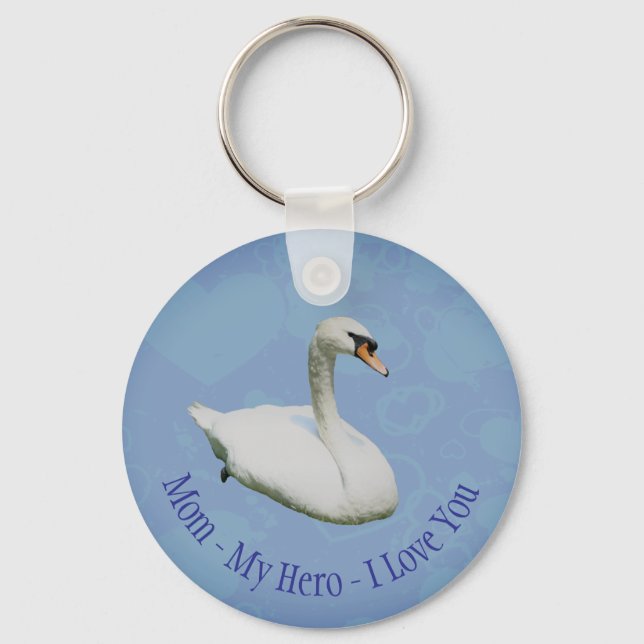 Llavero Mamá Mi Heroe Te Amo Cisne Real (Anverso)