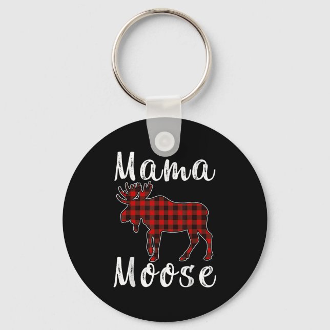 Llavero Mama Moose Family Christmas Pajama Red&amp; Black  (Anverso)
