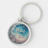 Mamá: My Heart, My Home" Premium Round Keychain