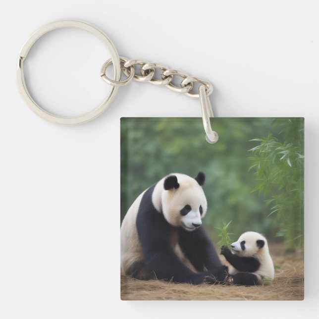 Llavero Mama Panda Y Baby Keychain (Frente)