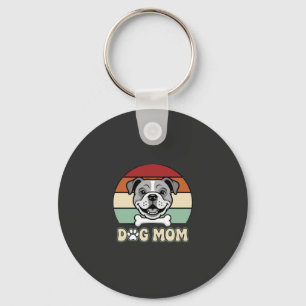 Llavero Mamá Perro Retro Vector Bulldog