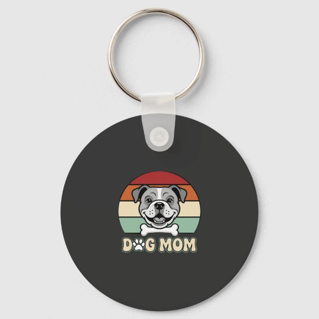 Llavero Mamá Perro Retro Vector Bulldog (Anverso)