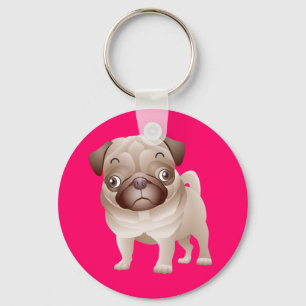 Llavero Mamá Pug Adorable Cachorro Perro Dibujos Animados