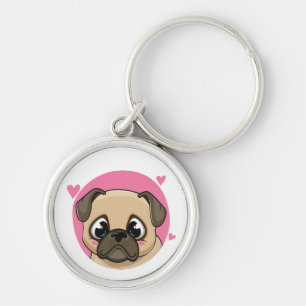 Llavero Mamá Pug Adorable Cachorro Perro Dibujos Animados