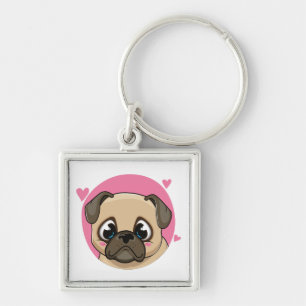 Llavero Mamá Pug Adorable Cachorro Perro Dibujos Animados
