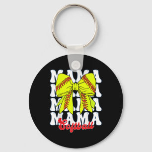 Llavero Mama Softball Coquette Bow Game Day Softball Mola