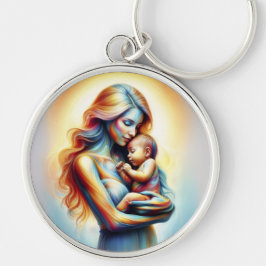 Llavero Mamá sosteniendo arte de abrazo luminoso