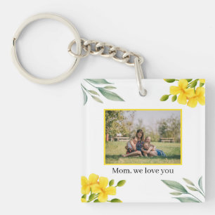 Llavero Mamá Te Amamos Foto Floral Amarilla
