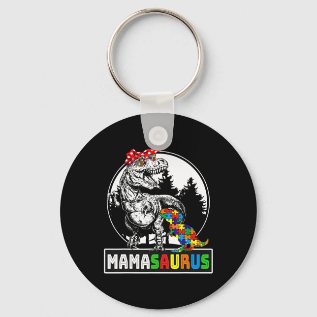 Llavero Mamasaurus T Rex Dinosaur Mama Saurus Autism Aware (Anverso)