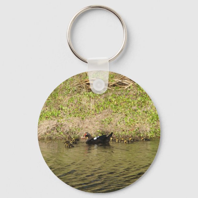 Llavero Mami Muscovy y Baby Ducks Keychain (Anverso)