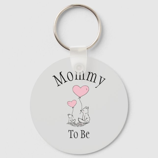 Llavero Mami To Be Fox Baby Shower Keychain (Anverso)