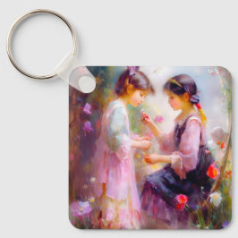 Llavero Mañana en un jardín