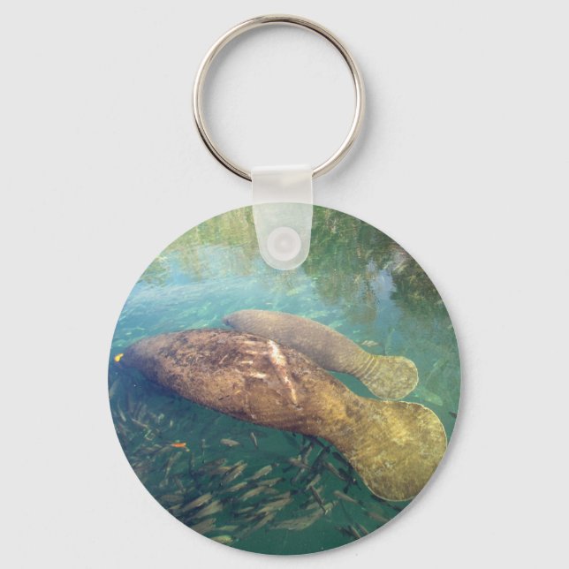 Llavero Manatee de mamá y bebé - Keychain (Anverso)