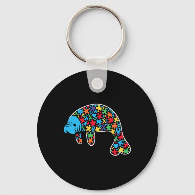Llavero Manatee Puzzle Autism Awareness Autistic Women Me (Anverso)