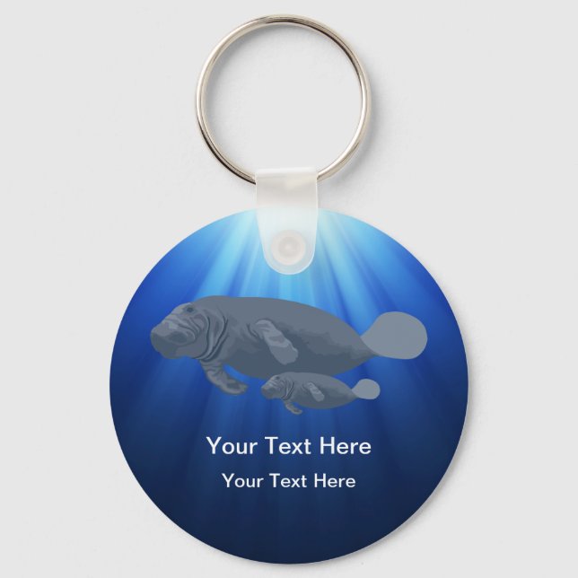 Llavero Manatee Wildlife Underwater Nature Keychain (Anverso)