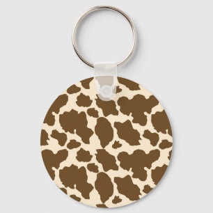 Llavero Manchas Marrones Estampado de Vaca Granjero Animal