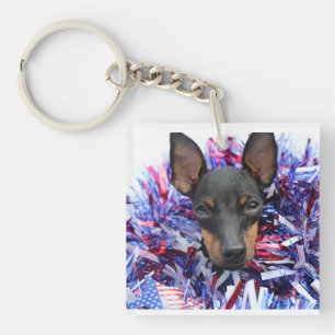 Llavero Manchester Terrier Red White Blue Keychain