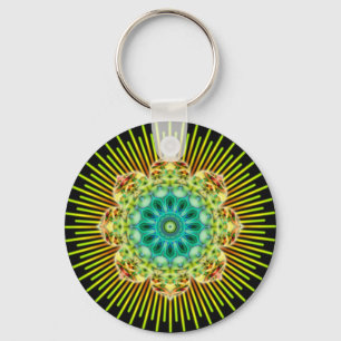 Llavero Mandala amarillo verde   negro